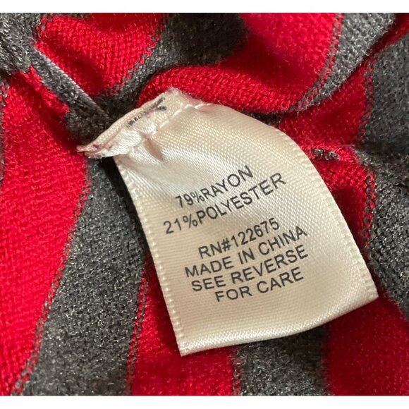 Rina Rossi Womens Size Medium Gray Red Striped Tunic Sweater Cowl Neck - Picture 7 of 8